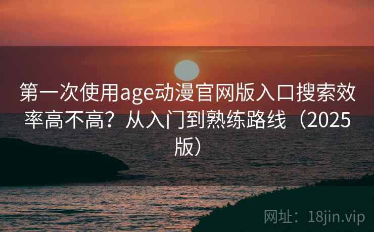 第一次使用age动漫官网版入口搜索效率高不高？从入门到熟练路线（2025版）